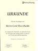 Urkunde Laminatverlegung Firma Perstorp Flooring aus Schweden